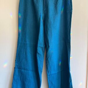 wrap Women’s 100% Linen Pants With Oyster Shell Buttons Size UK 16/US 12